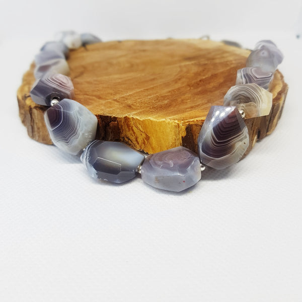Statement Botswana Agate Necklace - MCA Design by Maria