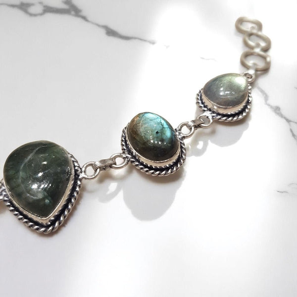 925 Sterling Silver Labradorite Bracelet - MCA Design by Maria