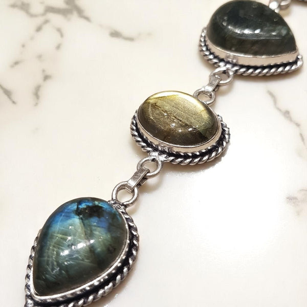 925 Sterling Silver Labradorite Bracelet - MCA Design by Maria