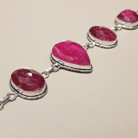 925 Sterling Silver Ruby Bracelet - MCA Design by Maria