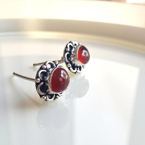 Antique - Style Silver Carnelian Earrings - MCA Design by Maria