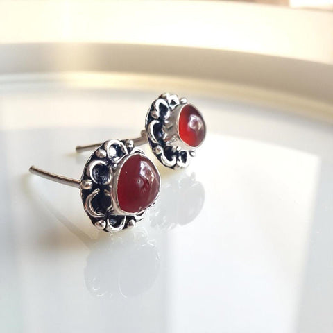 Antique - Style Silver Carnelian Earrings - MCA Design by Maria
