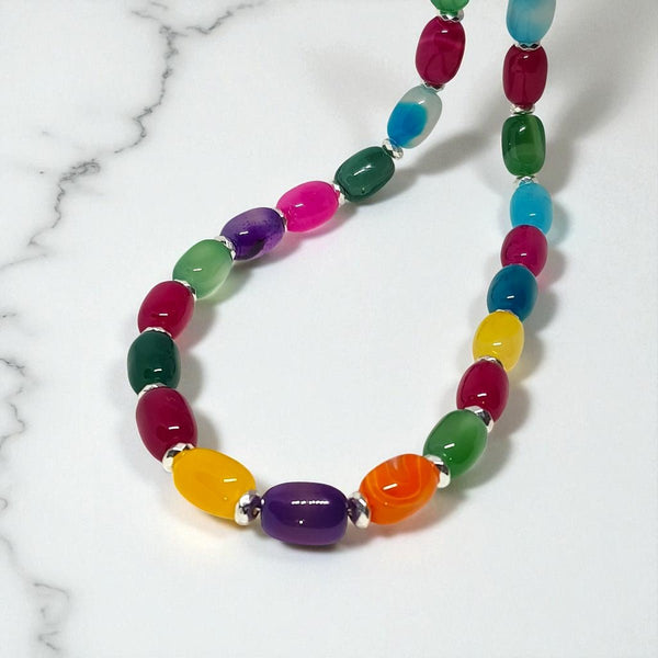 Beautiful Multi - coloured Agate Necklace - MCA Design by Maria