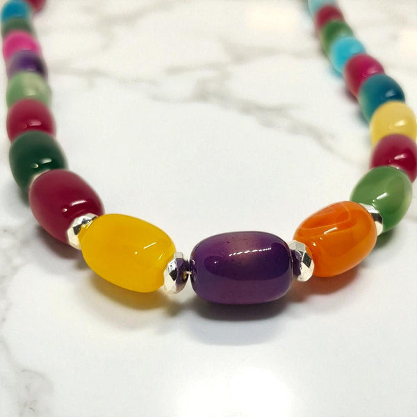 Beautiful Multi - coloured Agate Necklace - MCA Design by Maria