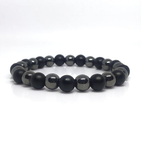 Black Matte Onyx and Hematite Bracelet - MCA Design by Maria