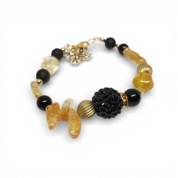 Citrine, Lava Rock and Onyx Gemstone Bracelet - MCA Design by Maria