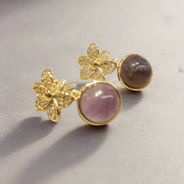 Gold Amethyst Drop Earrings - MCA Design by Maria