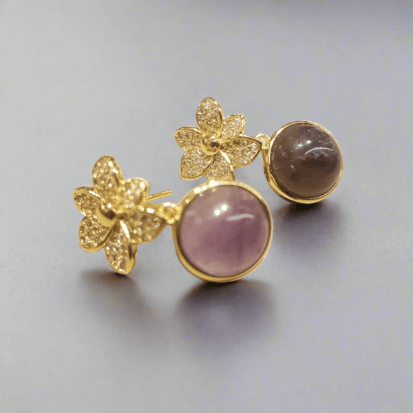 Gold Amethyst Drop Earrings - MCA Design by Maria