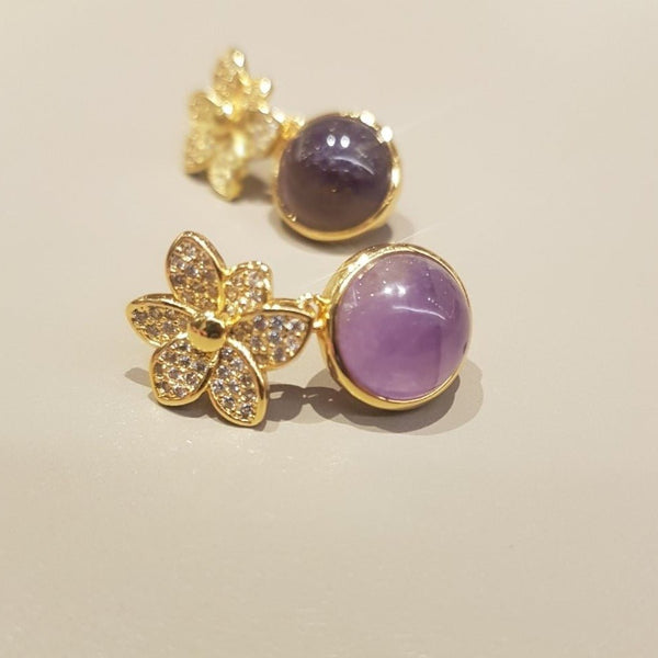 Gold Amethyst Drop Earrings - MCA Design by Maria