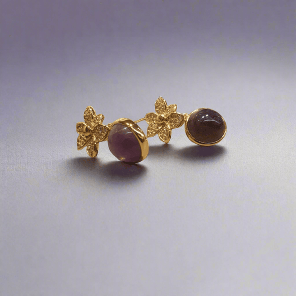 Gold Amethyst Drop Earrings - MCA Design by Maria