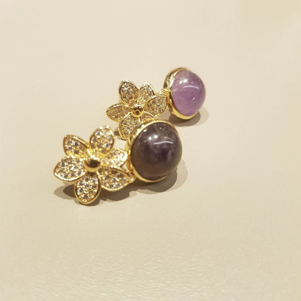 Gold Amethyst Drop Earrings - MCA Design by Maria