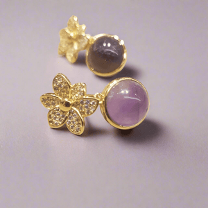 Gold Amethyst Drop Earrings - MCA Design by Maria