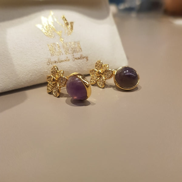 Gold Amethyst Drop Earrings - MCA Design by Maria