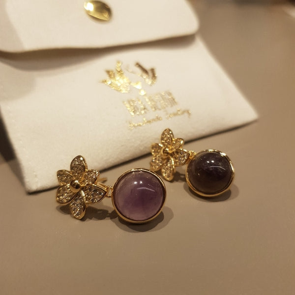 Gold Amethyst Drop Earrings - MCA Design by Maria