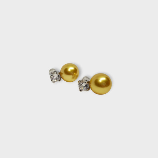 Gold Glass Pearl Stud Earrings - MCA Design by Maria
