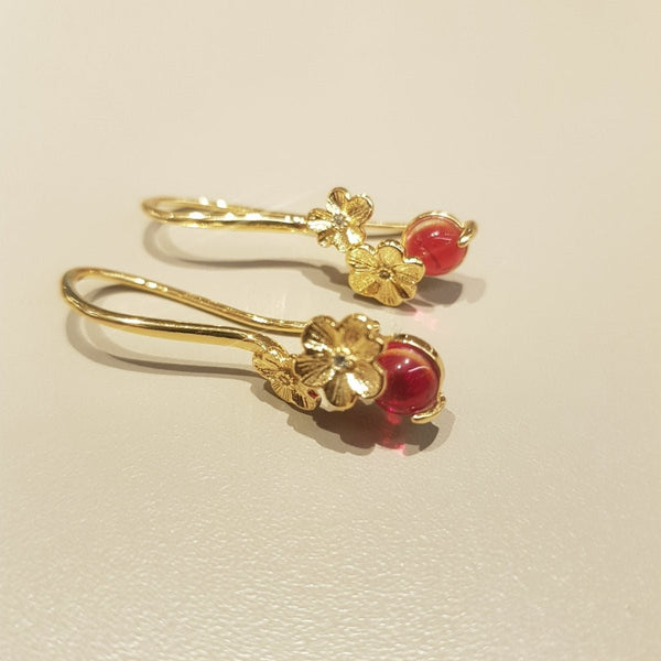 Gold Red Crystal Earrings - MCA Design by Maria