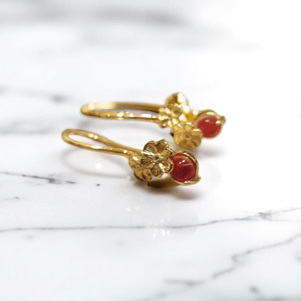 Gold Red Crystal Earrings - MCA Design by Maria