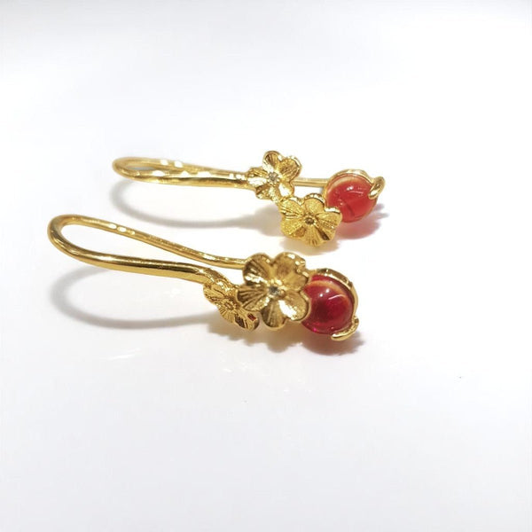 Gold Red Crystal Earrings - MCA Design by Maria