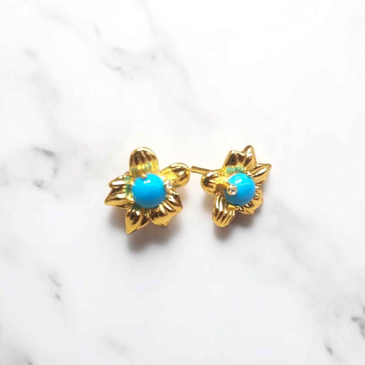 Gold Star Turquoise Howlite Stud Earrings - MCA Design by Maria