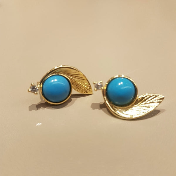 Gold Turquoise Howlite Stud Earrings - MCA Design by Maria