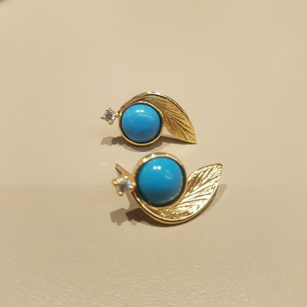 Gold Turquoise Howlite Stud Earrings - MCA Design by Maria