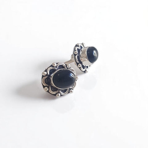 Silver Antique Style Onyx Earrings - MCA Design by Maria