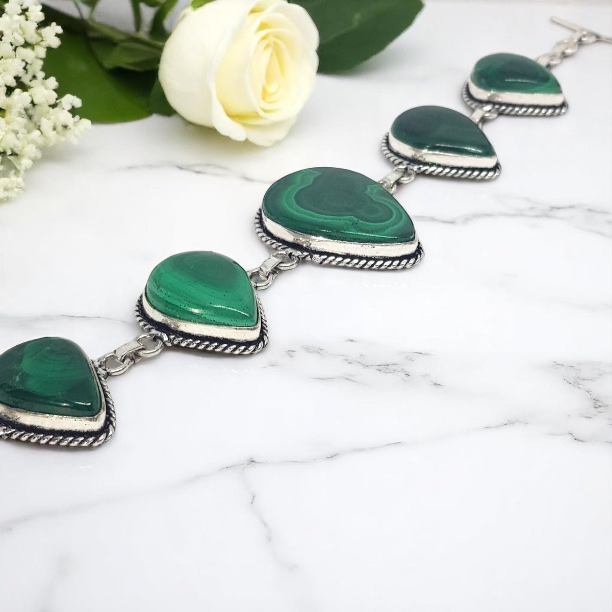 Silver Malachite Bracelet - MCA Design by Maria