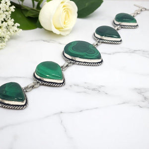 Silver Malachite Bracelet - MCA Design by Maria