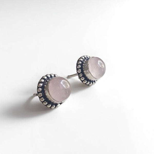 Silver Rose Quartz Earrings - MCA Design by Maria