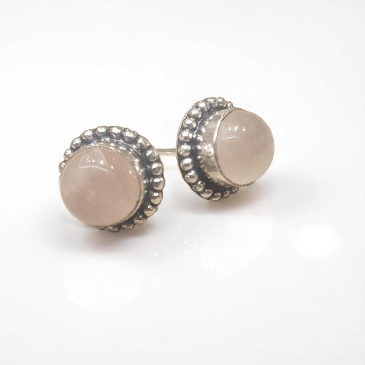 Silver Rose Quartz Earrings - MCA Design by Maria