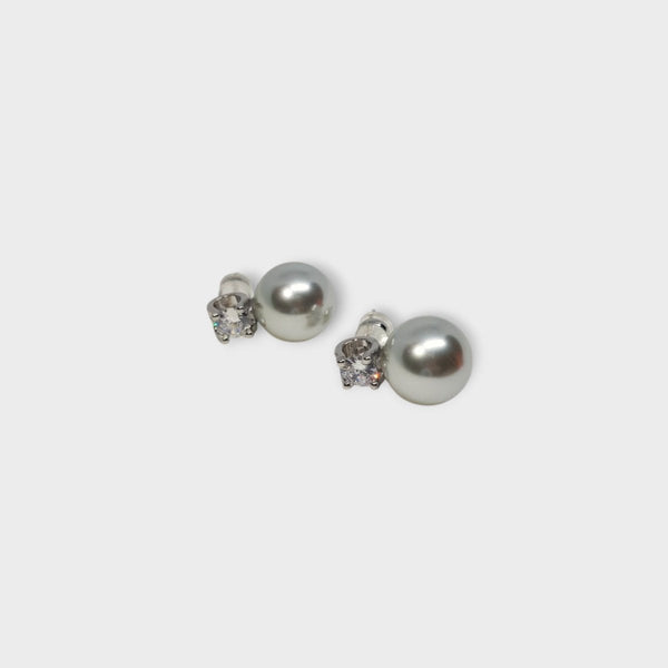 Silver Stud Glass Pearl Earrings - MCA Design by Maria