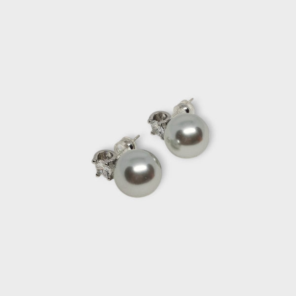 Silver Stud Glass Pearl Earrings - MCA Design by Maria