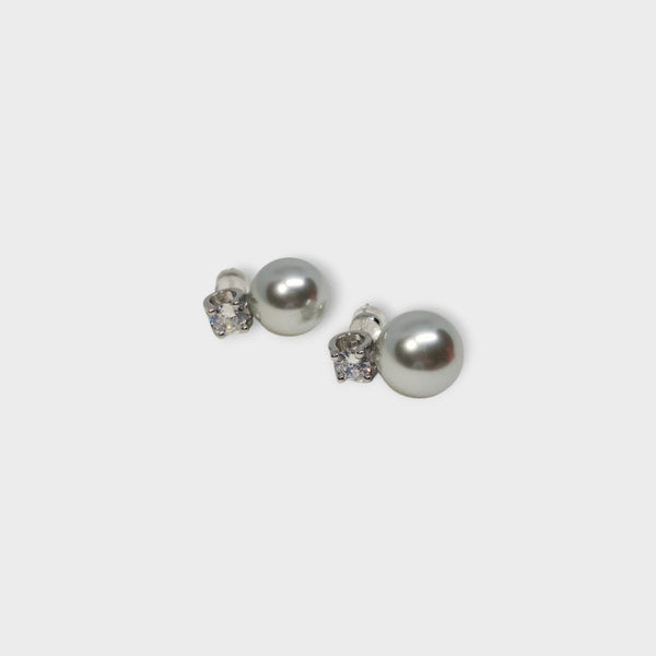 Silver Stud Glass Pearl Earrings - MCA Design by Maria