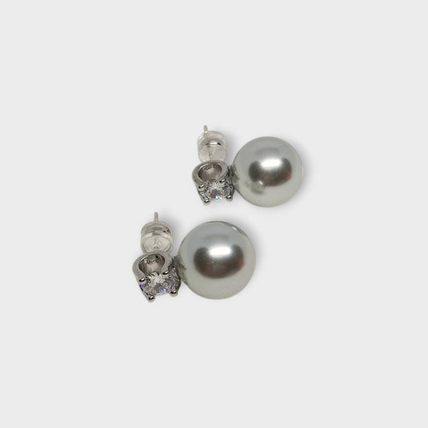 Silver Stud Glass Pearl Earrings - MCA Design by Maria