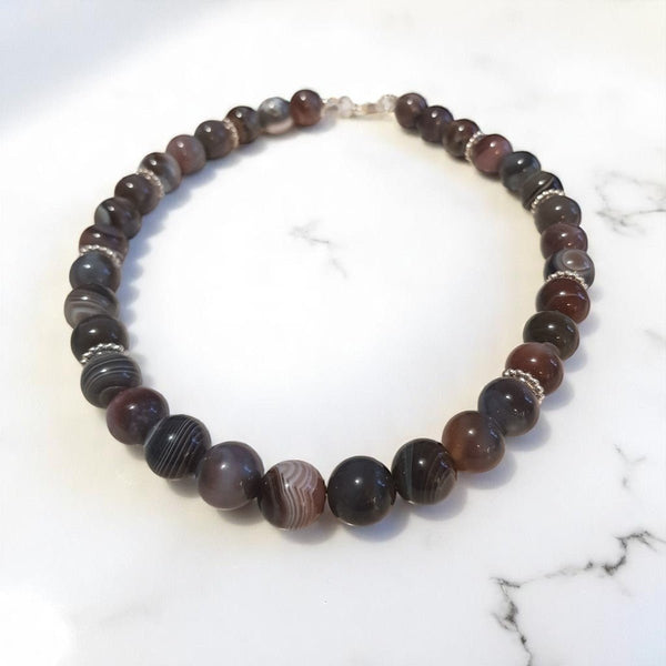 Statement Round Botswana Agate Necklace - MCA Design by Maria