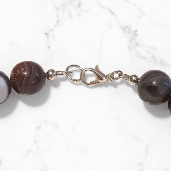 Statement Round Botswana Agate Necklace - MCA Design by Maria