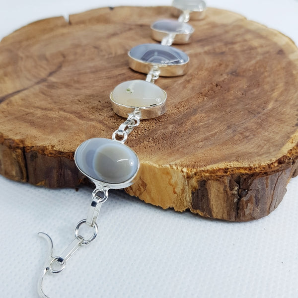 Sterling Silver Agate Bracelet - MCA Design by Maria