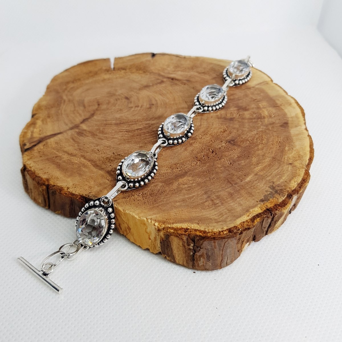 Sterling Silver Clear Quartz Bracelet - MCA Design by Maria