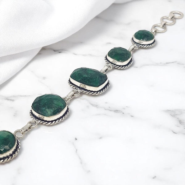 Sterling Silver Emerald Bracelet - MCA Design by Maria
