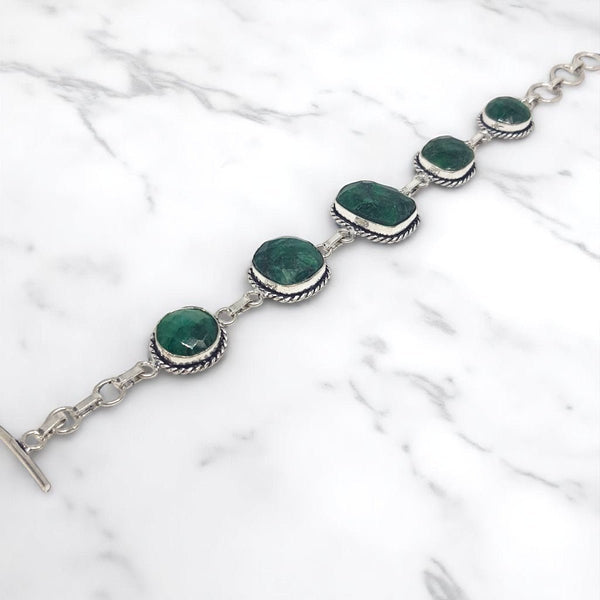 Sterling Silver Emerald Bracelet - MCA Design by Maria