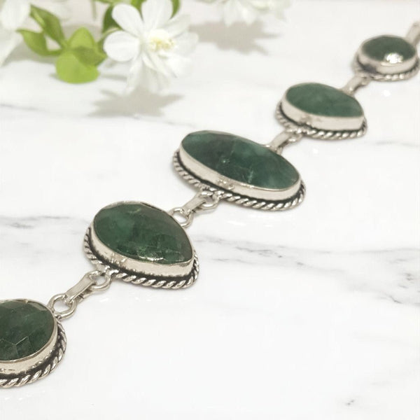 Sterling Silver Emerald Bracelet - MCA Design by Maria