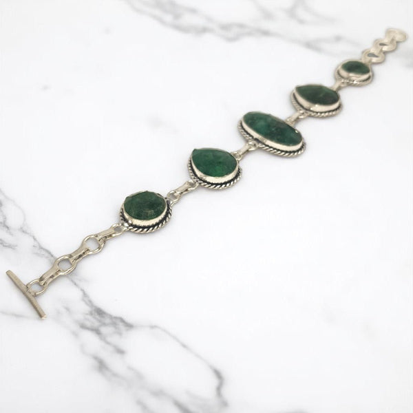 Sterling Silver Emerald Bracelet - MCA Design by Maria