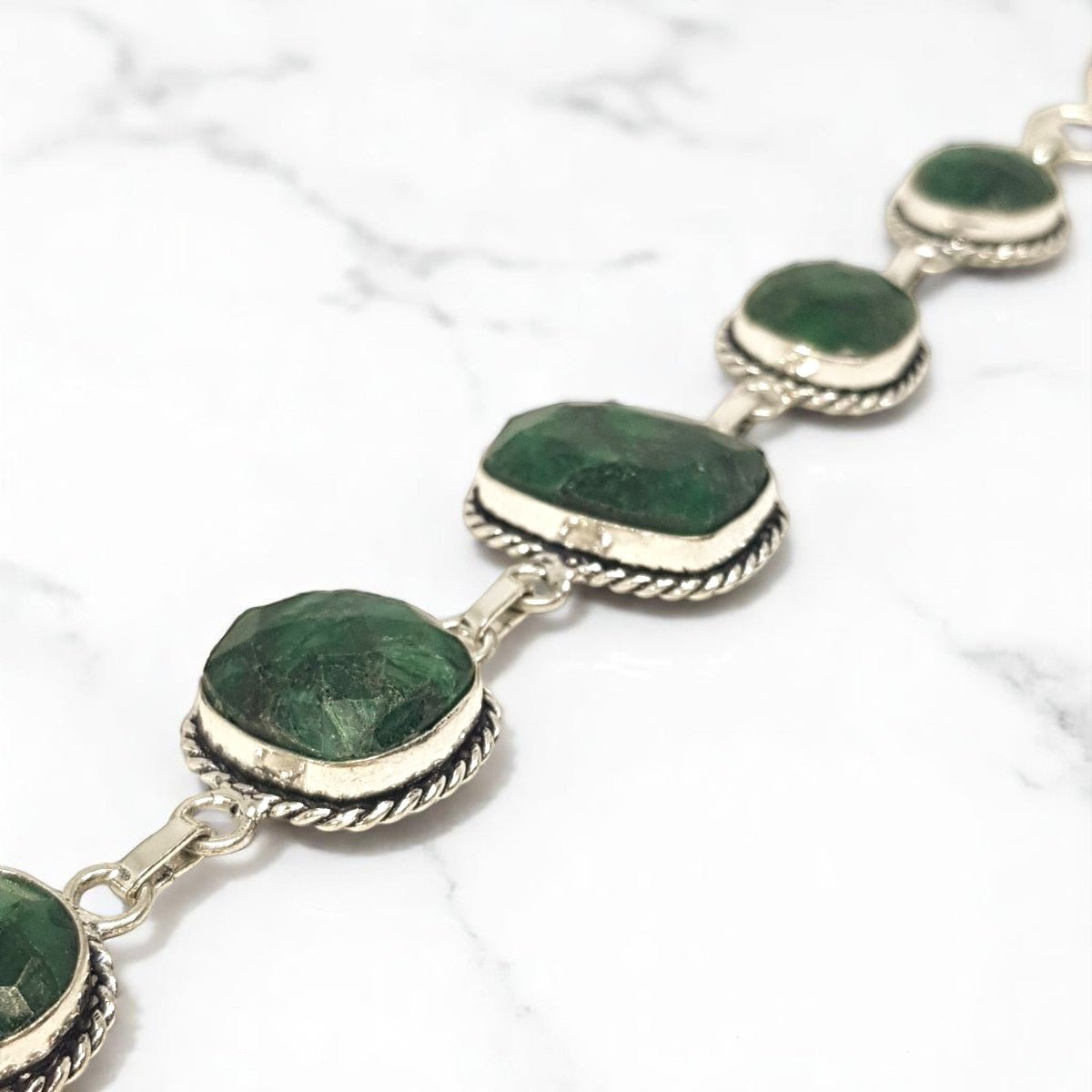Sterling Silver Emerald Bracelet - MCA Design by Maria