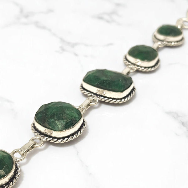 Sterling Silver Emerald Bracelet - MCA Design by Maria