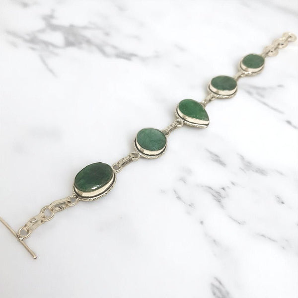 Sterling Silver Emerald Bracelet - MCA Design by Maria