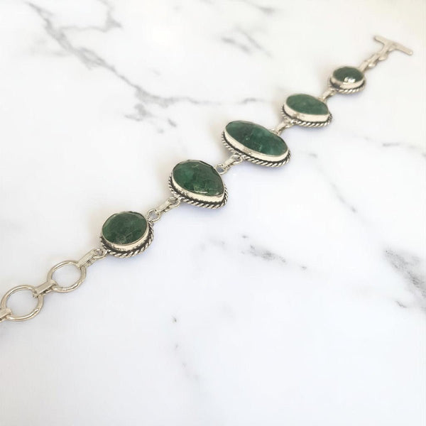 Sterling Silver Emerald Bracelet - MCA Design by Maria
