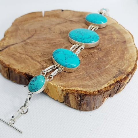Sterling Silver Howlite Turquoise Bracelet - MCA Design by Maria