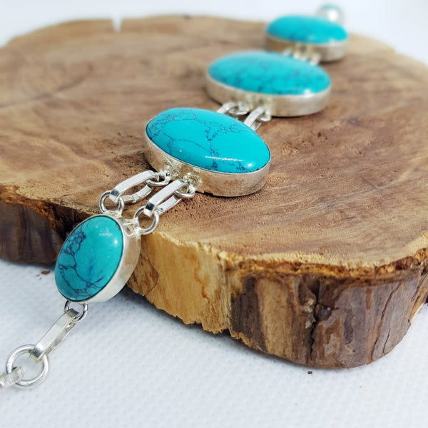 Sterling Silver Howlite Turquoise Bracelet - MCA Design by Maria