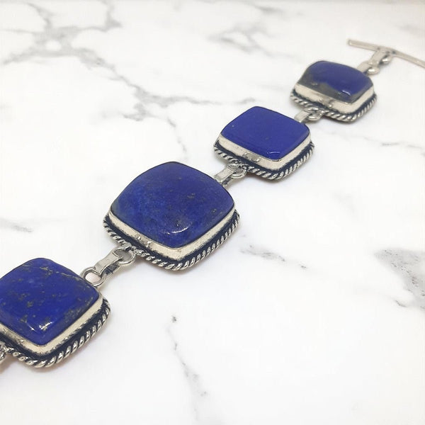 Sterling Silver Lapis Lazuli Bracelet - MCA Design by Maria