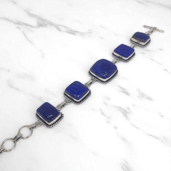 Sterling Silver Lapis Lazuli Bracelet - MCA Design by Maria